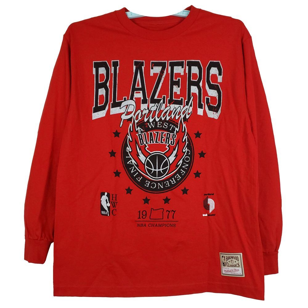 Portland Blazers Mitchell & Ness NBA Large Longsleeve Shirt‎ 1977 Champions NWT